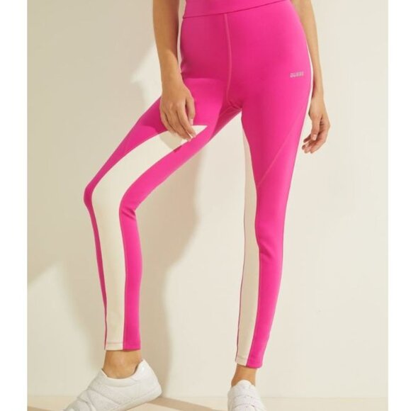Guess Pants - Guess | "Agnes" Color-Block High Rise Active Leggings Fluo Fuchsia | Size Medium